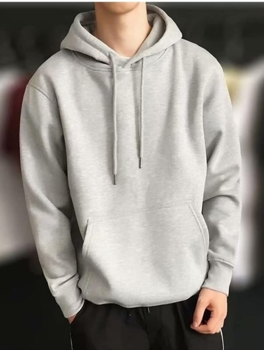 Light Gray Hooded Pullover Sweatshirt with Side Zippers